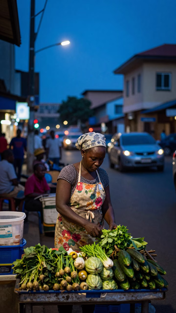 Street Vendor in Nairobi at The Last Blue Light Of Evening in in Nairobi, Kenya