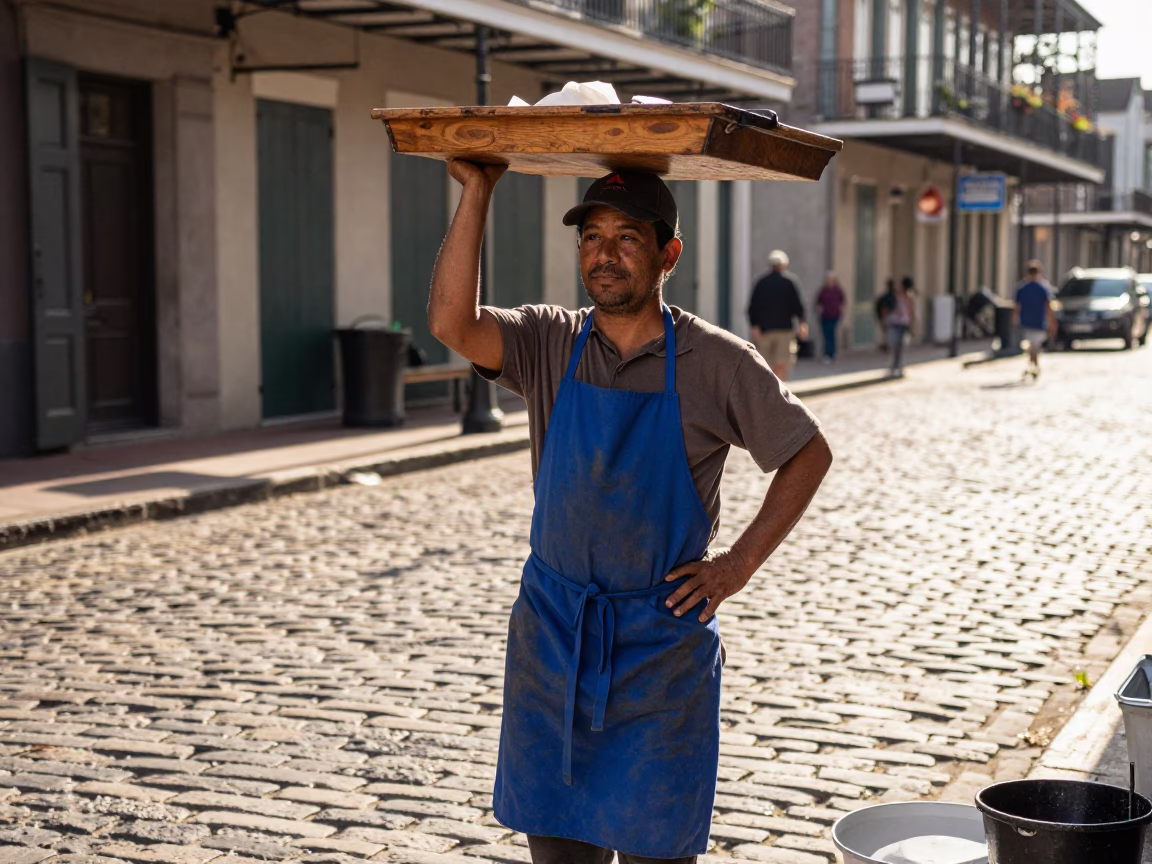 Street Vendor in New Orleans at The Early Afternoon Light in in New Orleans, Louisiana, United States