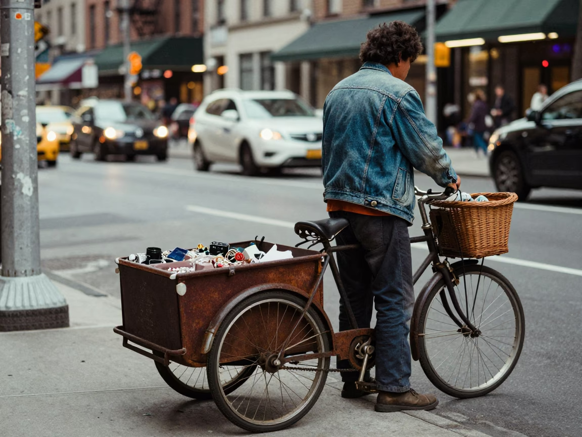 Street Vendor in New York at As City Lights Begin To Glow in in New York, New York, United States