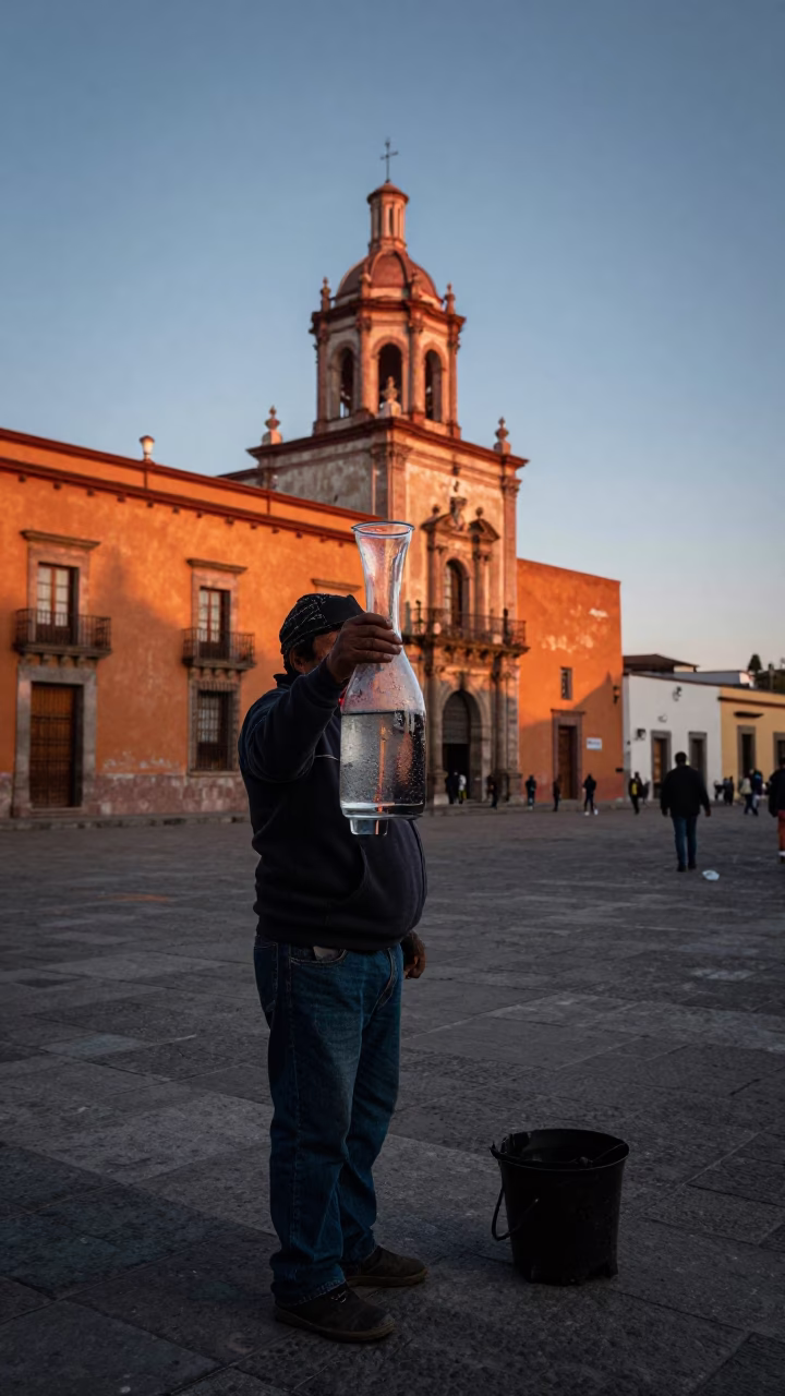 Street Vendor in Oaxaca at Sunrise Light in in Oaxaca, Mexico