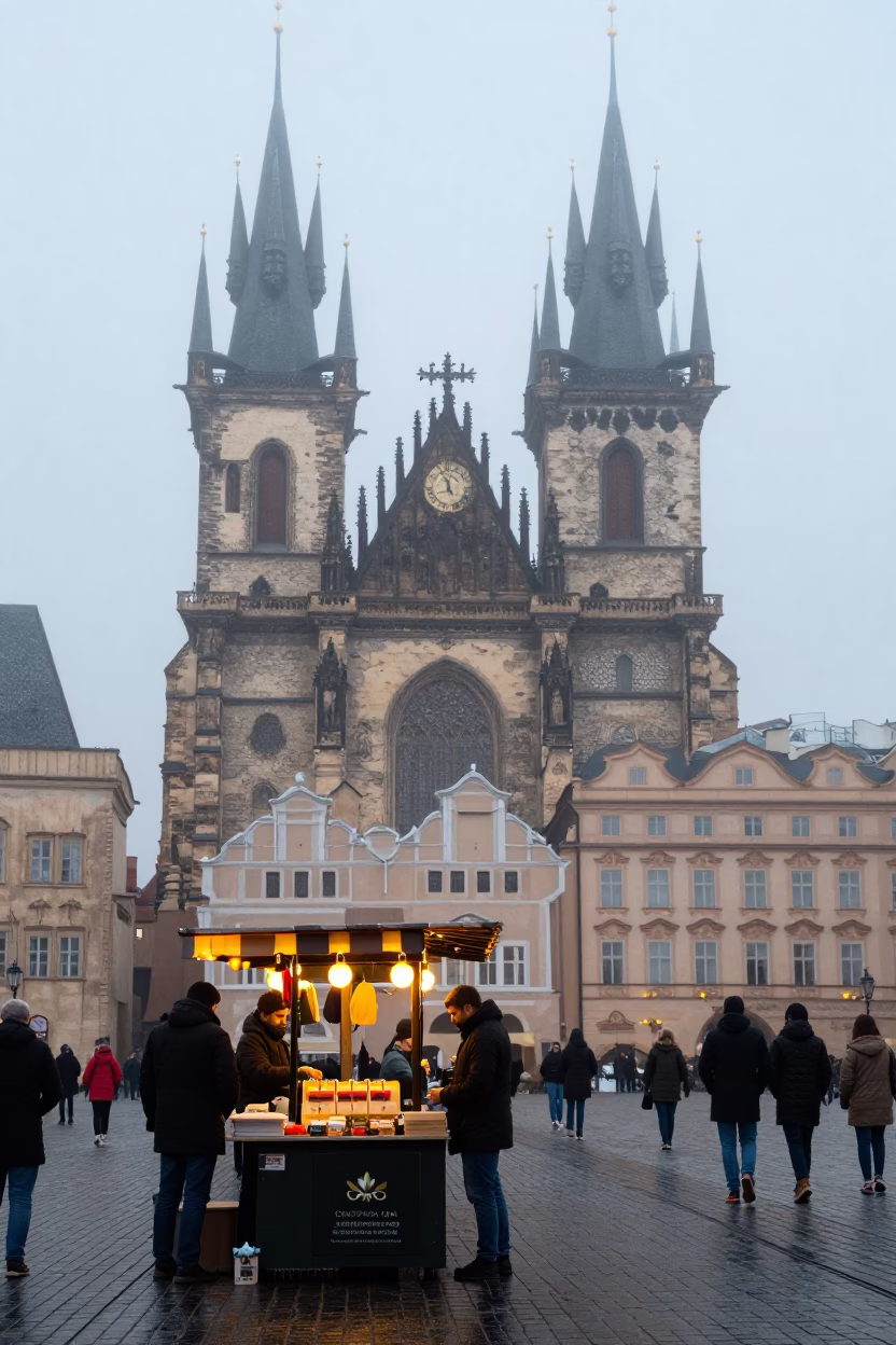 Street Vendor in Prague in in Prague, Czech Republic