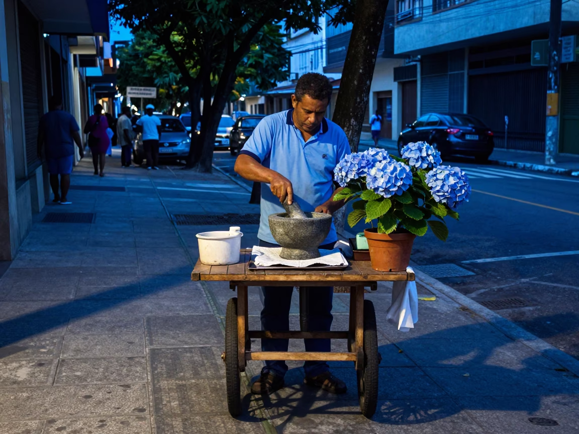 Street Vendor in São Paulo at Blue Hour in in São Paulo, Brazil