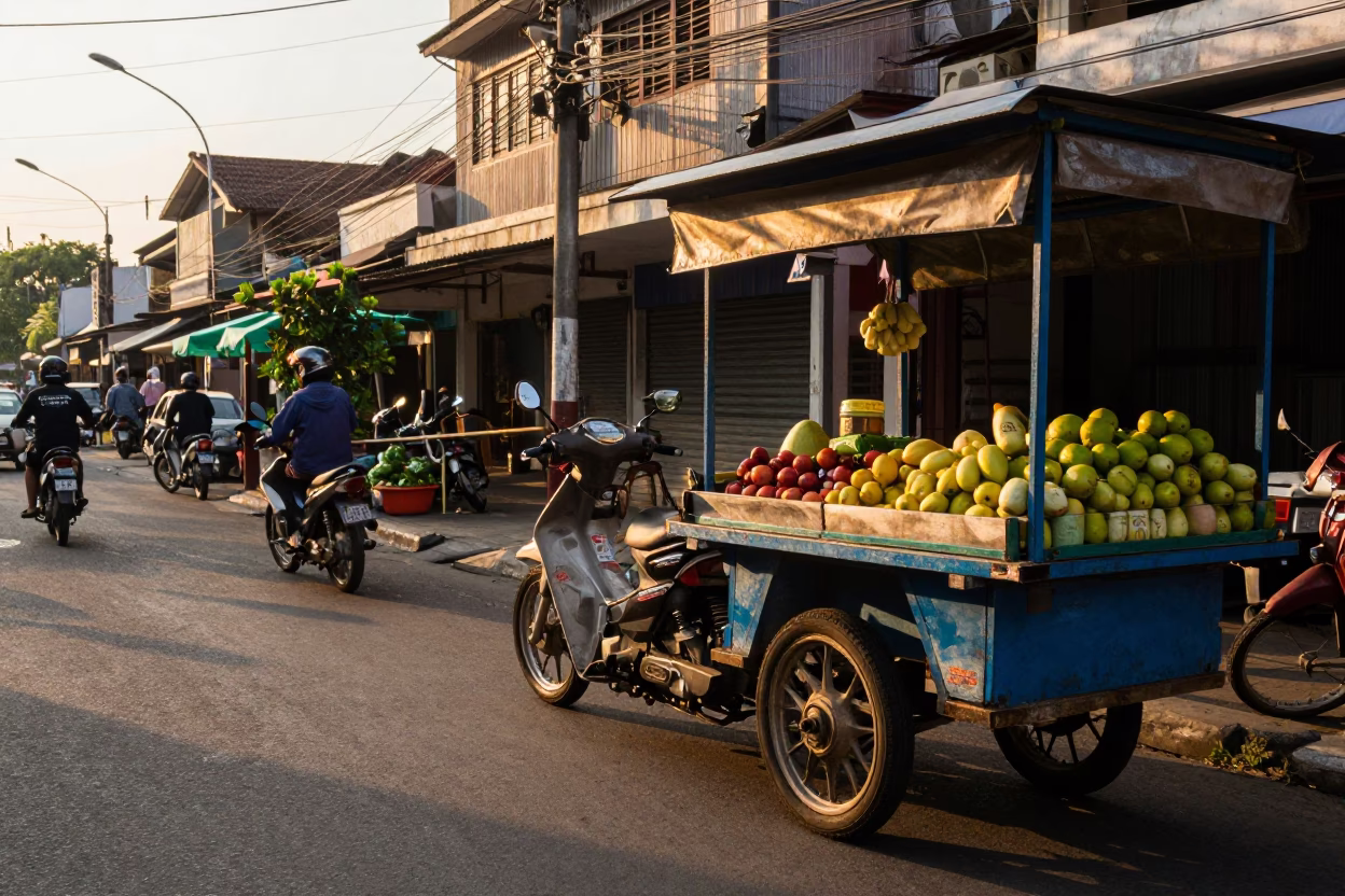 Street Vendor in Surabaya at Golden Hour in in Surabaya, Indonesia