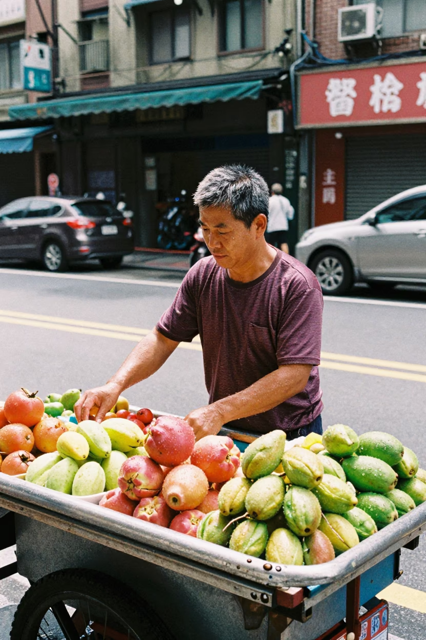 Street Vendor in Taipei at Afternoon Light in in Taipei, Taiwan