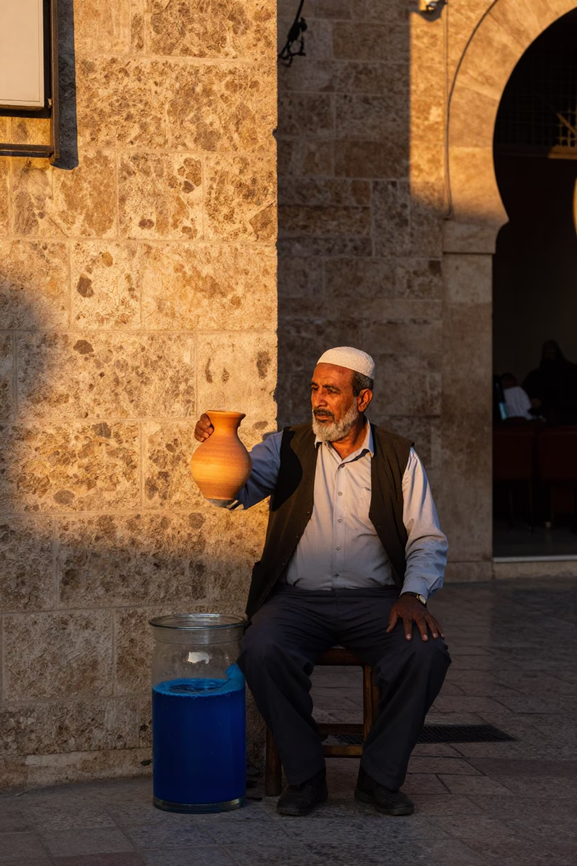 Street Vendor in Tunis at Sunset Light in in Tunis, Tunisia