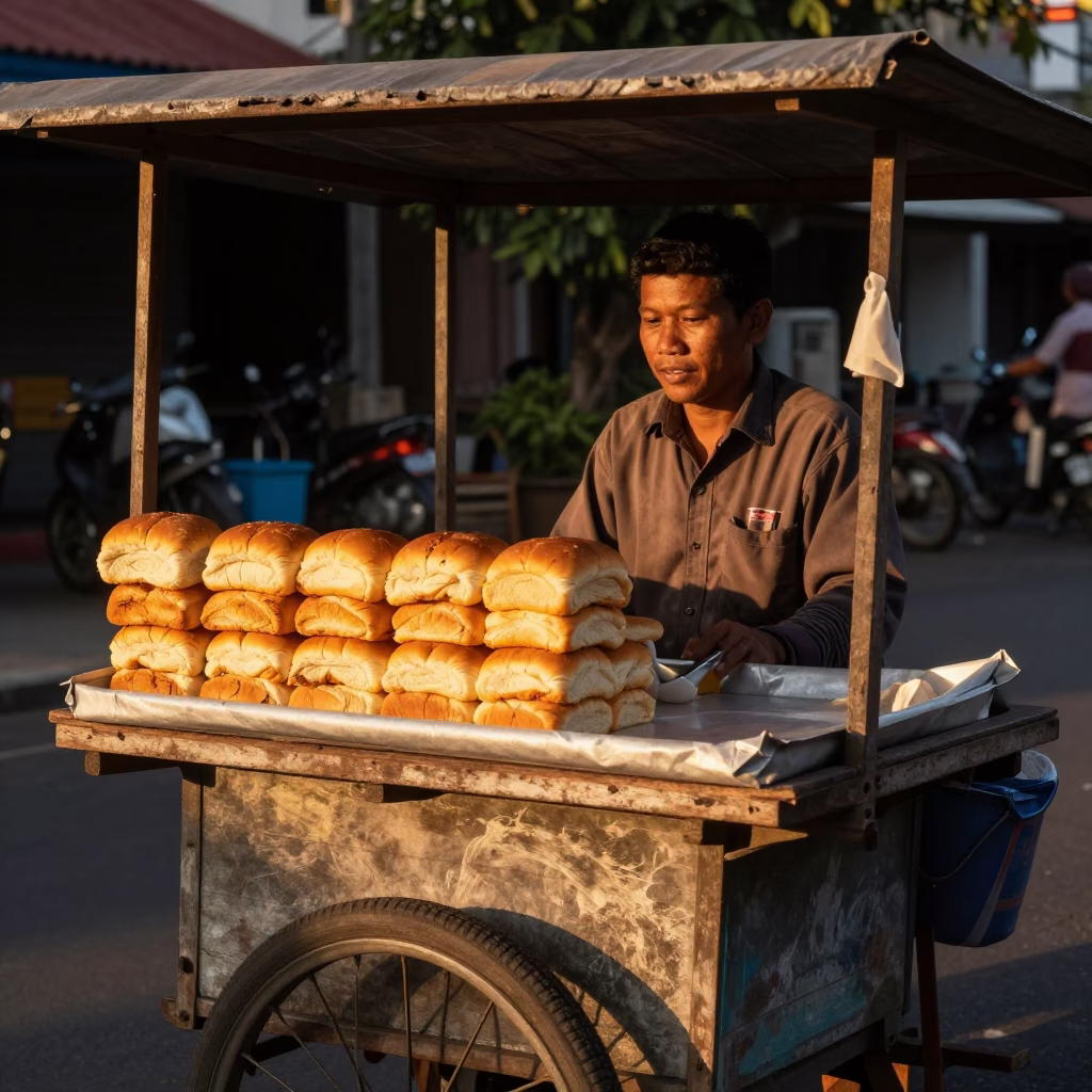 Street Vendor in Yogyakarta at Golden Hour in in Yogyakarta, Indonesia