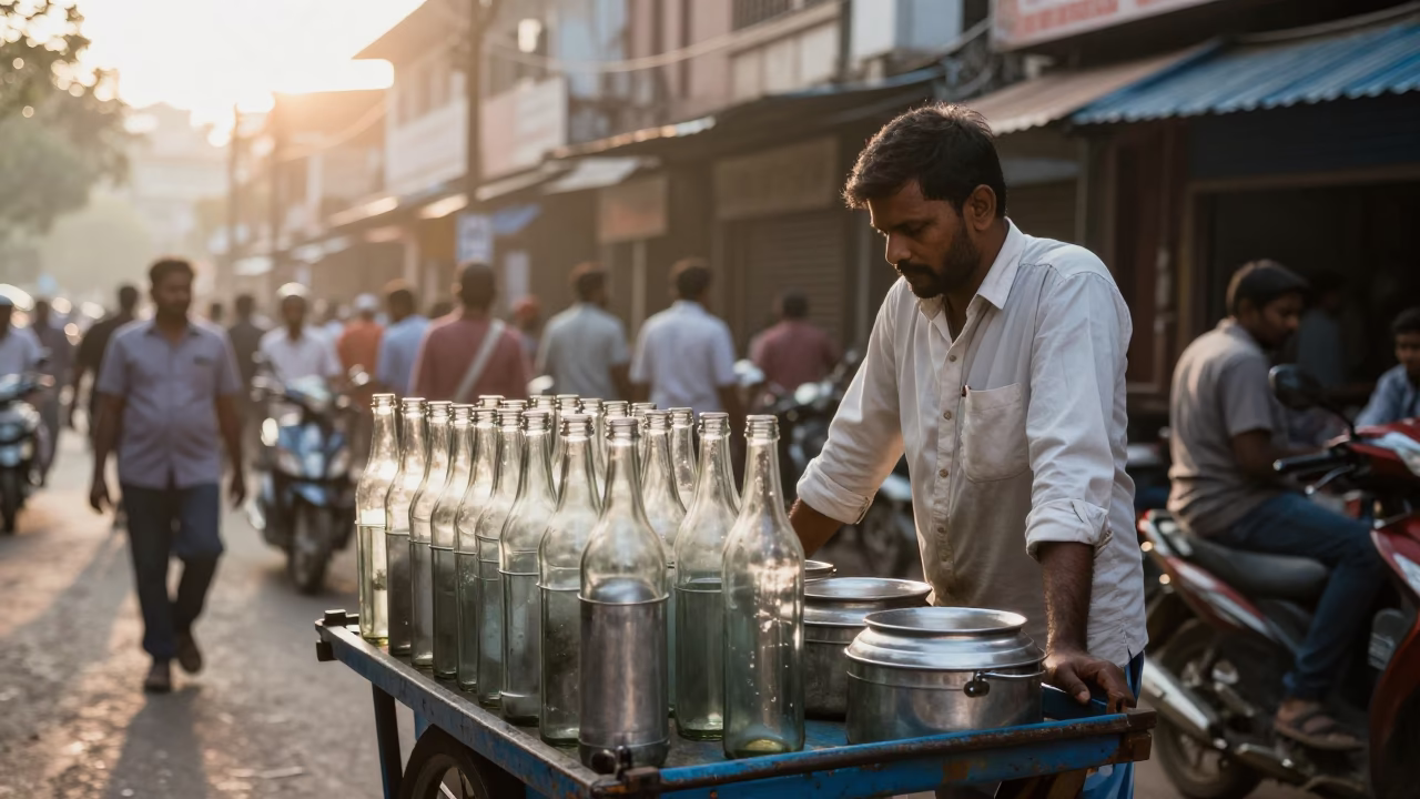Street Vendor just after sunrise in Chennai in in Chennai, India