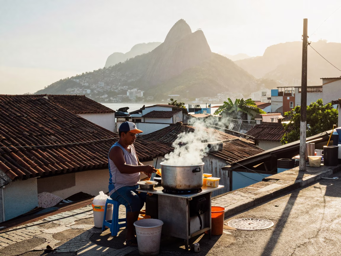 Street Vendor just after sunrise in Rio De Janeiro in in Rio de Janeiro, Brazil
