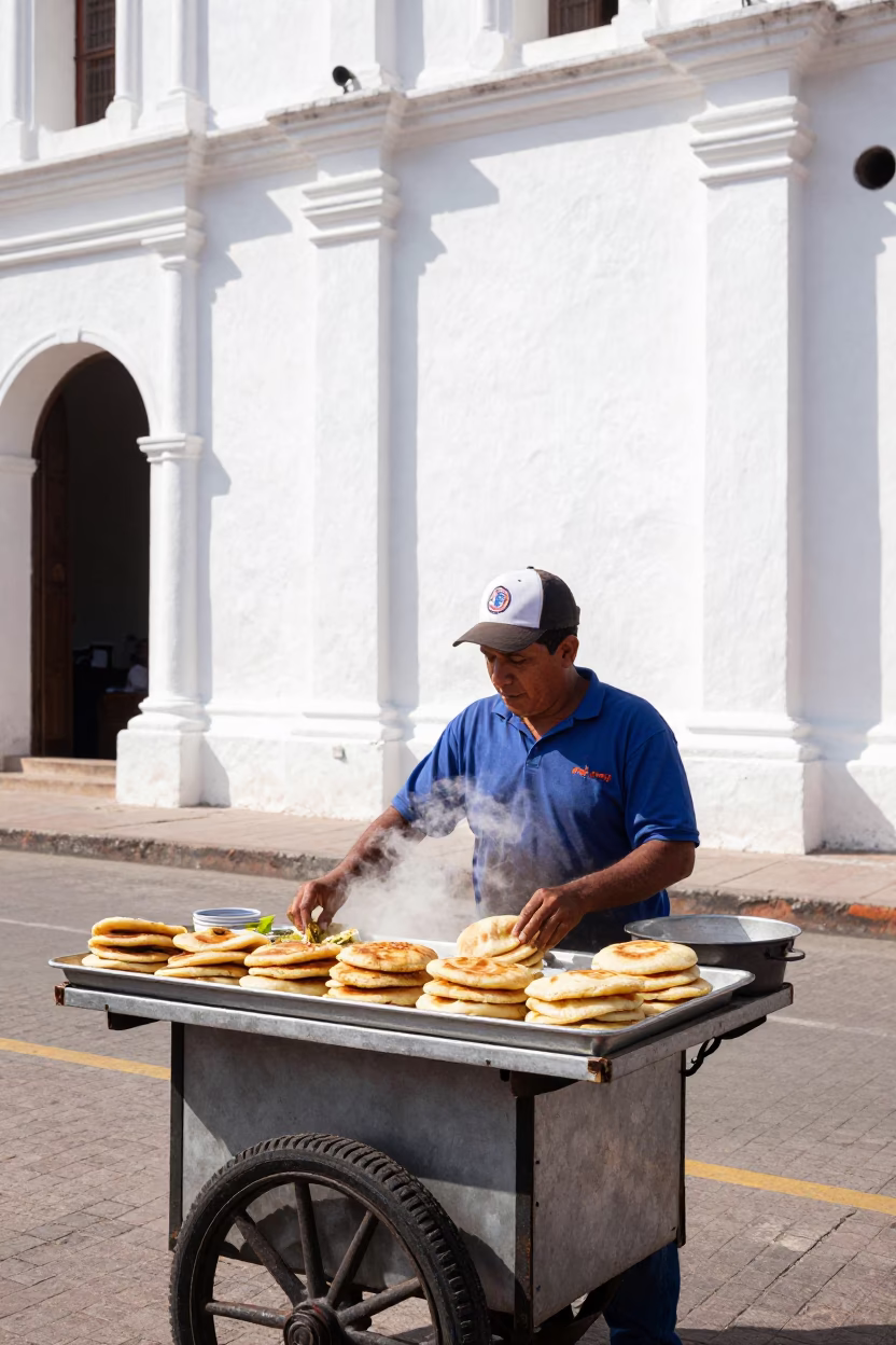Street Vendor Selling Colombian Street Food Near Colonial Plaza in Cartagena in in Cartagena, Colombia