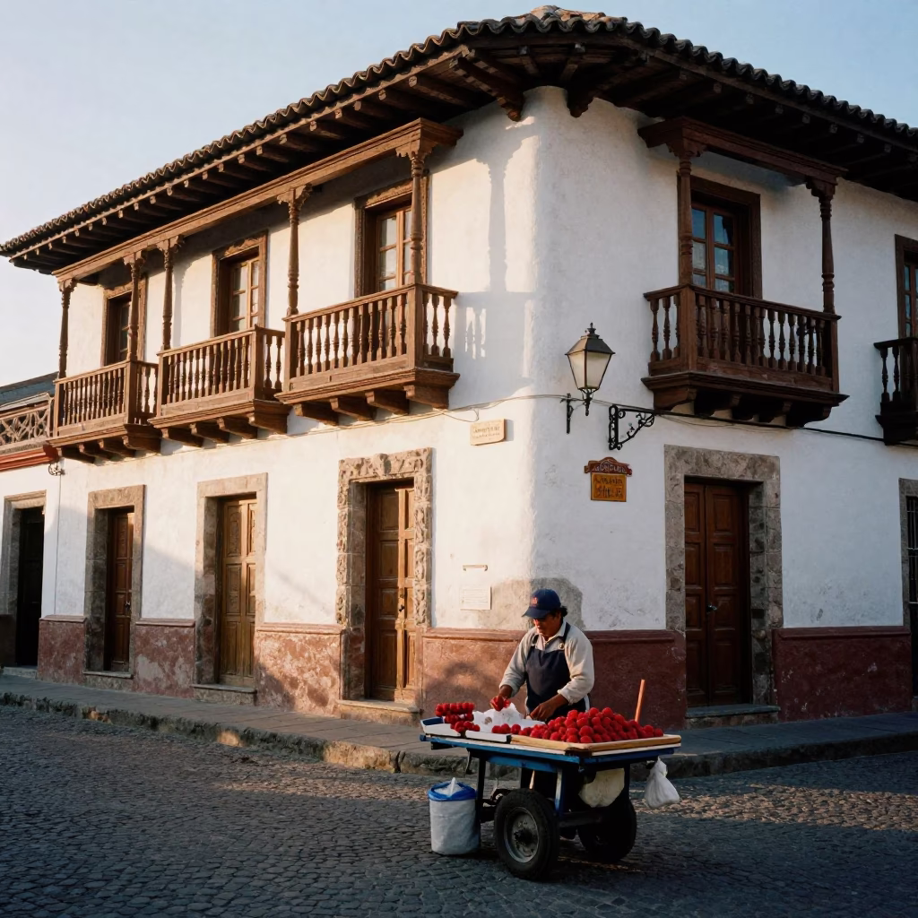 Street Vendors just after sunrise in Quito in in Quito, Ecuador