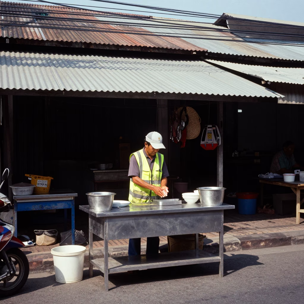 Street Worker in Bangkok in in Bangkok, Thailand