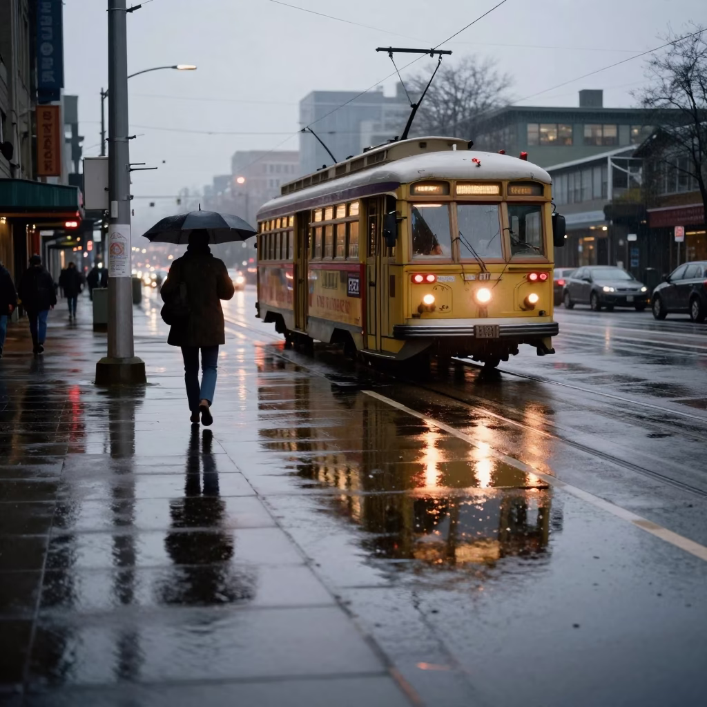 Streetcar Stop in Seattle in in Seattle, Washington, United States