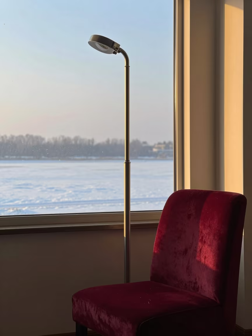 Streetlamp on Velvet Chair in Stockholm Summer in on a velvet chair in Djurgarden, Stockholm