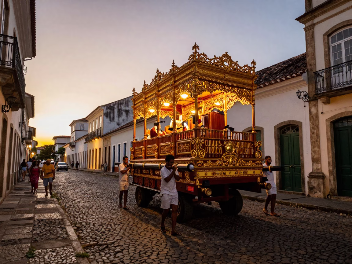 Streets in Salvador at Honeyed Evening Light in in Salvador, Brazil