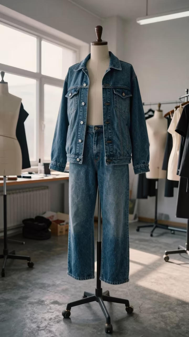 Streetwear Layers on Atelier Form in Dalian Dawn in inside a couture atelier in Dalian