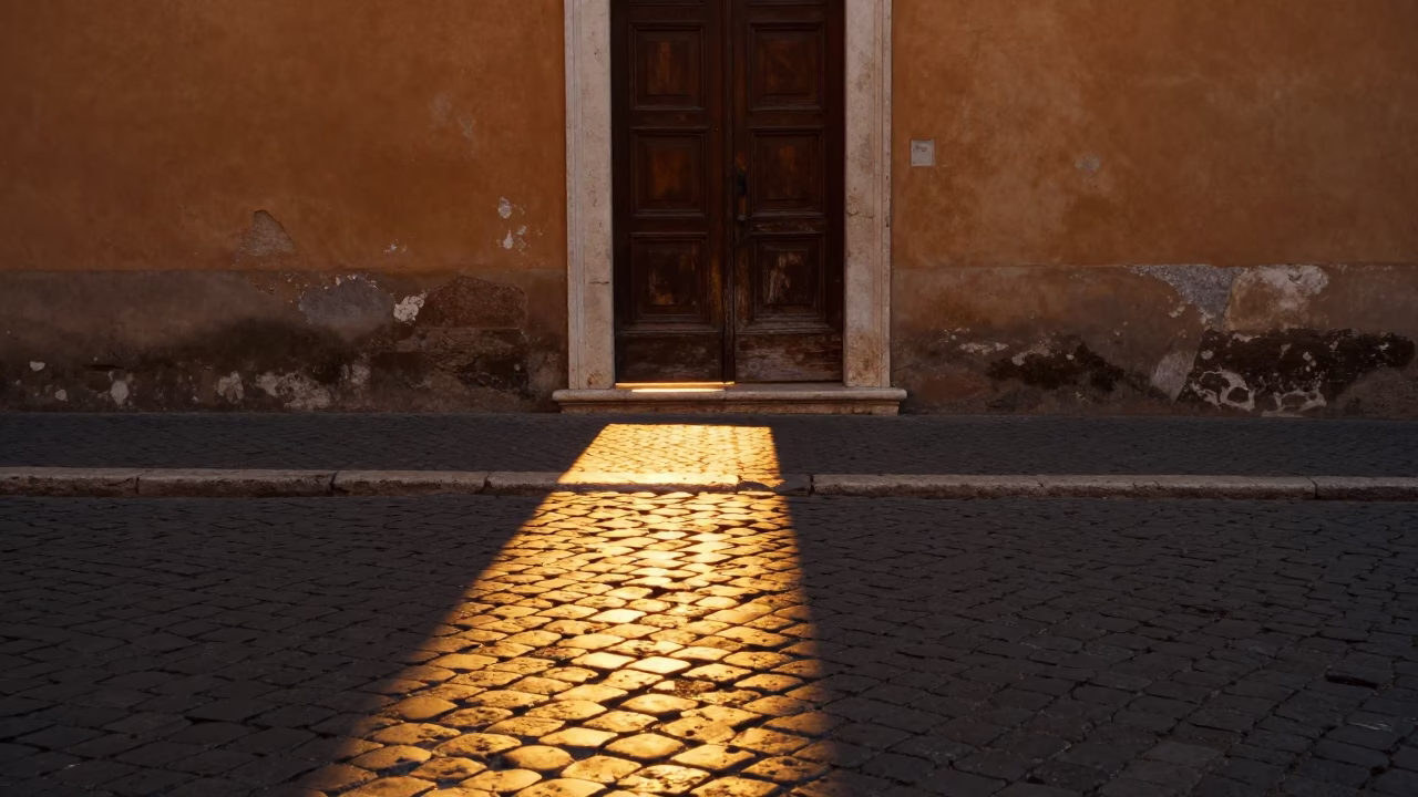 Striking Cobblestones at Golden Hour in Rome in in Rome, Italy