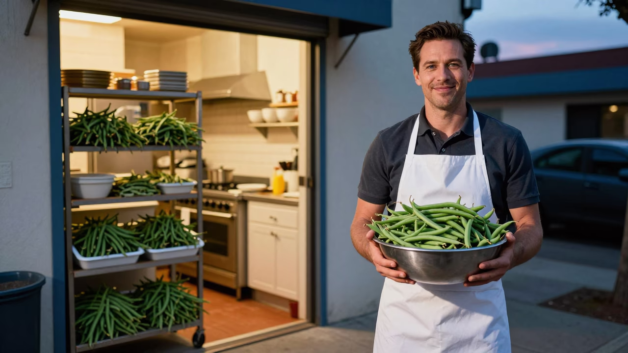 String Beans Outside Kitchen Shelves in Los Angeles in in Los Angeles, California, United States