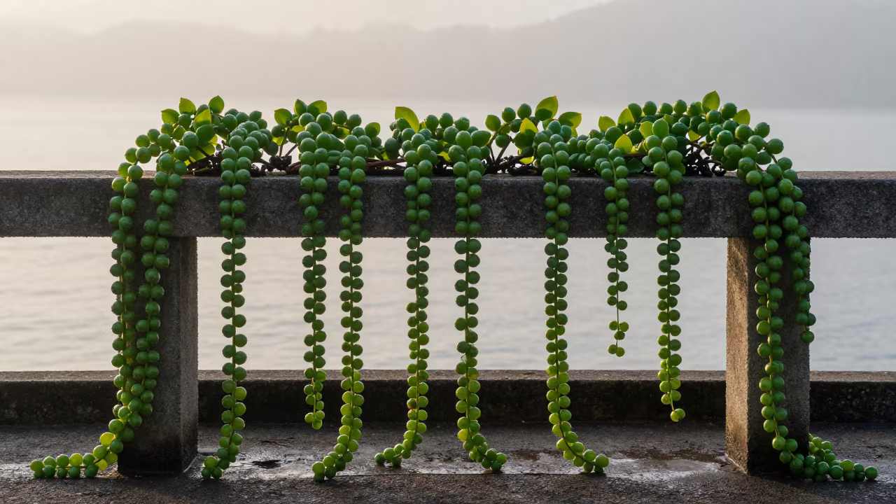 String of Pearls Plant at Dawn Near Kuala Lumpur in near Kuala Lumpur