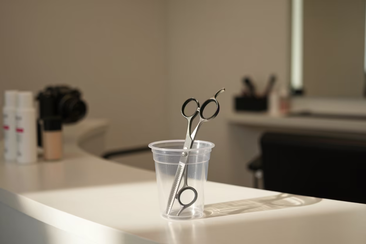 Strip lash trim scissors cup salon Shanghai in inside a salon row in Shanghai