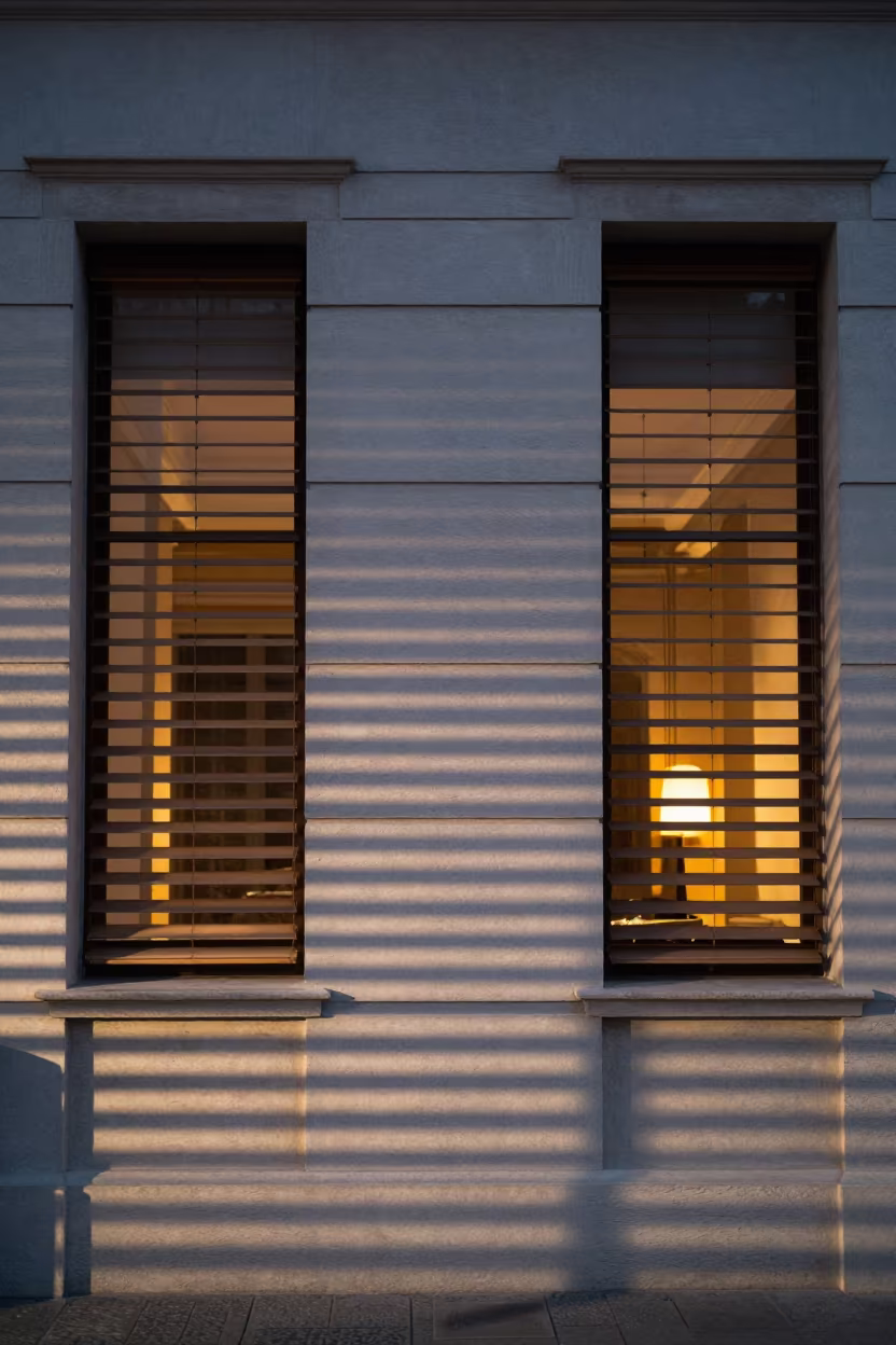 Striped Shadows in San Lorenzo Lobby in inside a ribbed concrete lobby in San Lorenzo