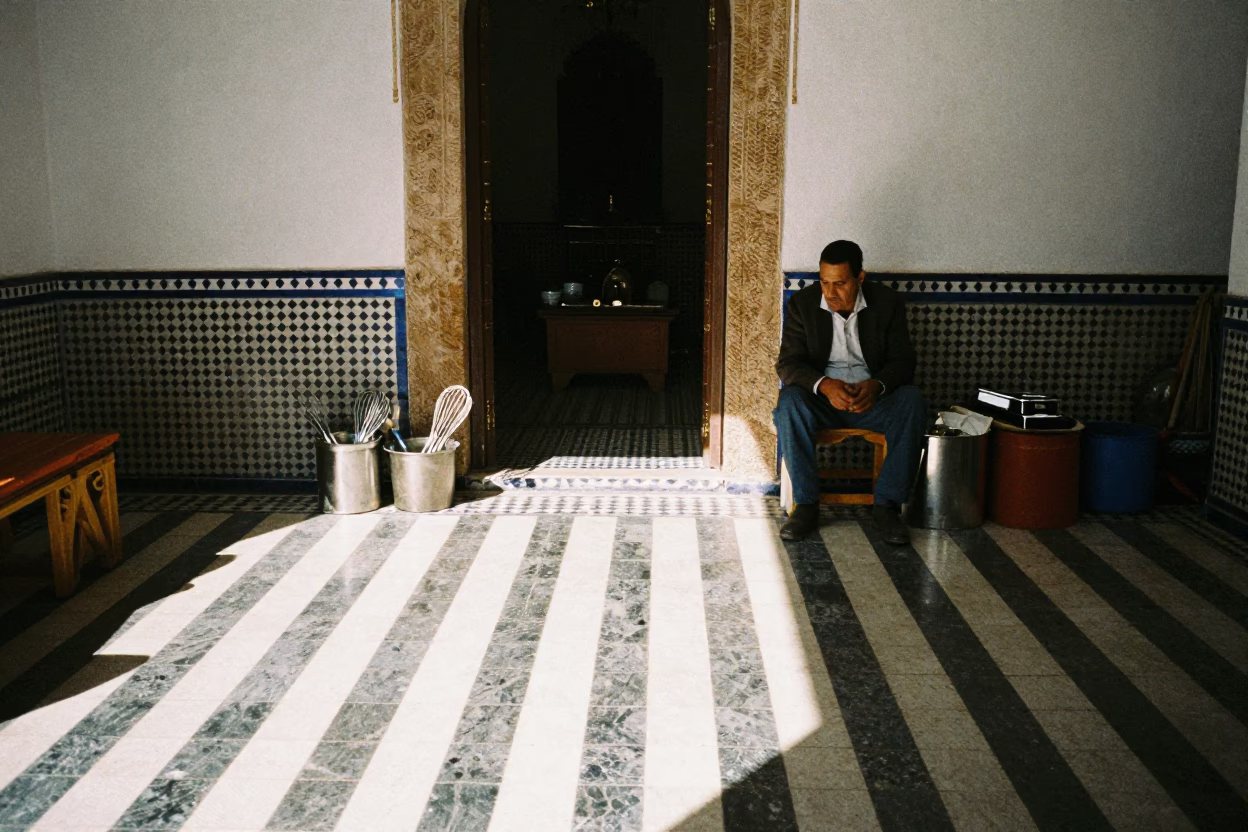 Stripes in Casablanca at Flat Noon Light in in Casablanca, Morocco