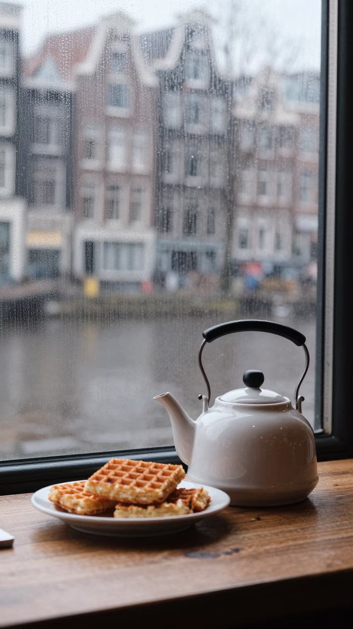 Stroopwafels at Noon Light in in Amsterdam, Netherlands