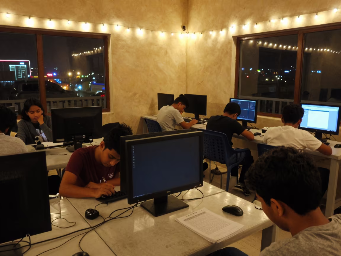 Students Asleep in Riffa Computer Lab in in a computer lab before lessons near Riffa