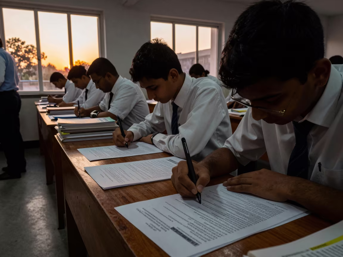 Students Exam Papers Golden Hour Lahore Lab in in a school laboratory in Lahore
