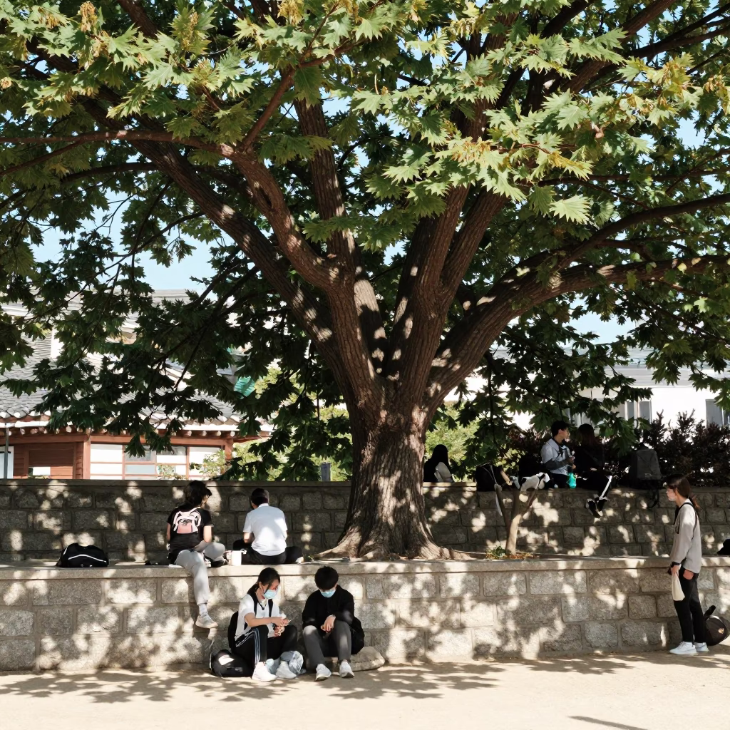 Students Picnicking in Seoul in in Seoul, South Korea