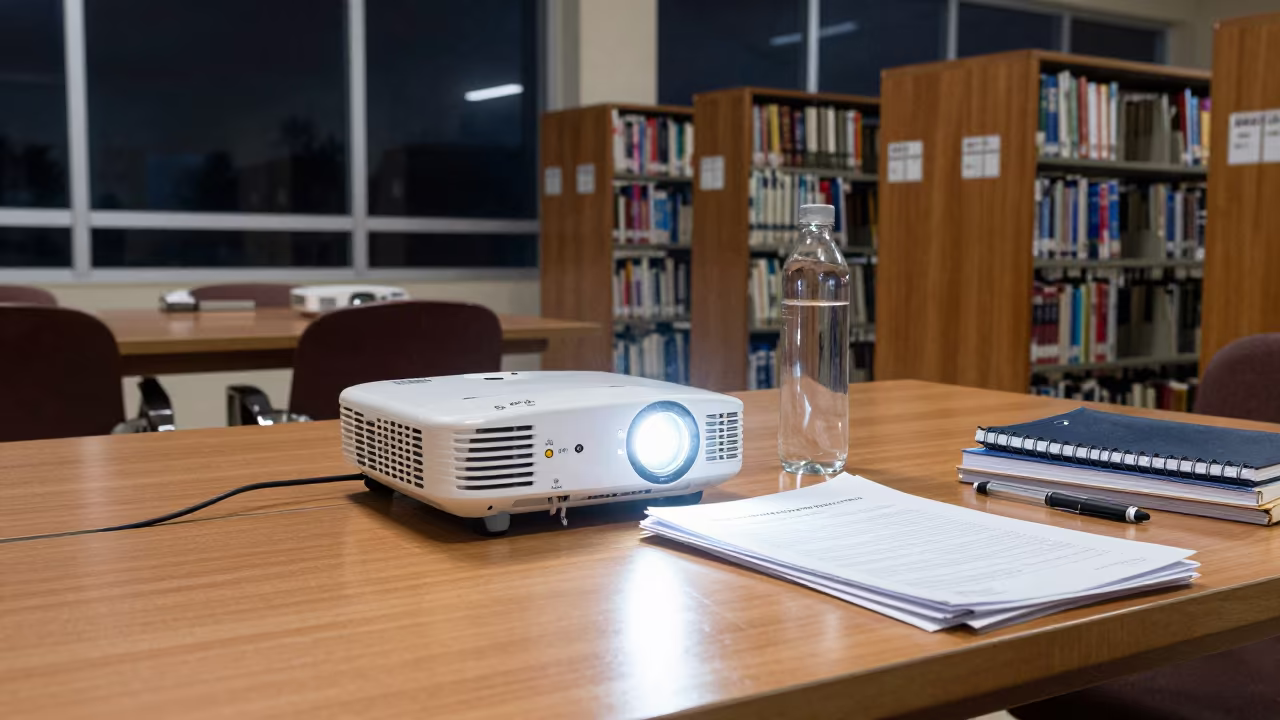 Students Rehearsing Speeches Library Night in inside a campus library reading room in Mukalla