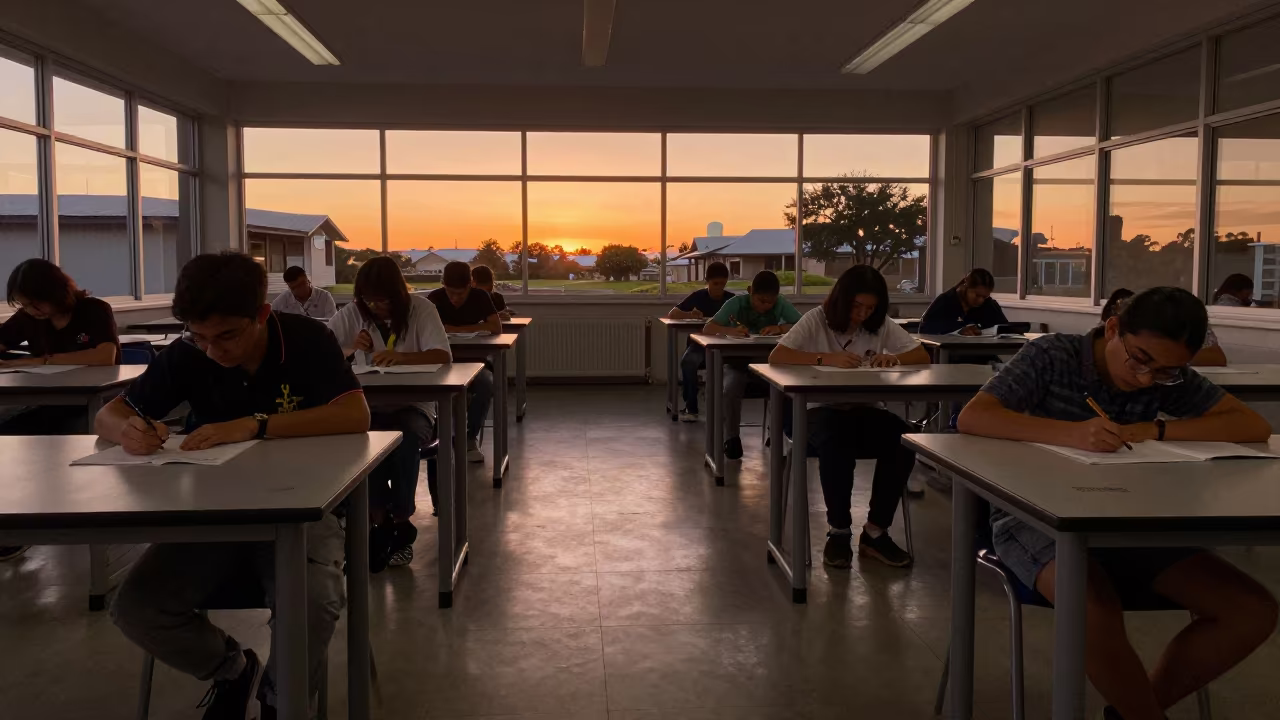 Students at Sunset in Tauranga Art Classroom in inside an art classroom near Tauranga