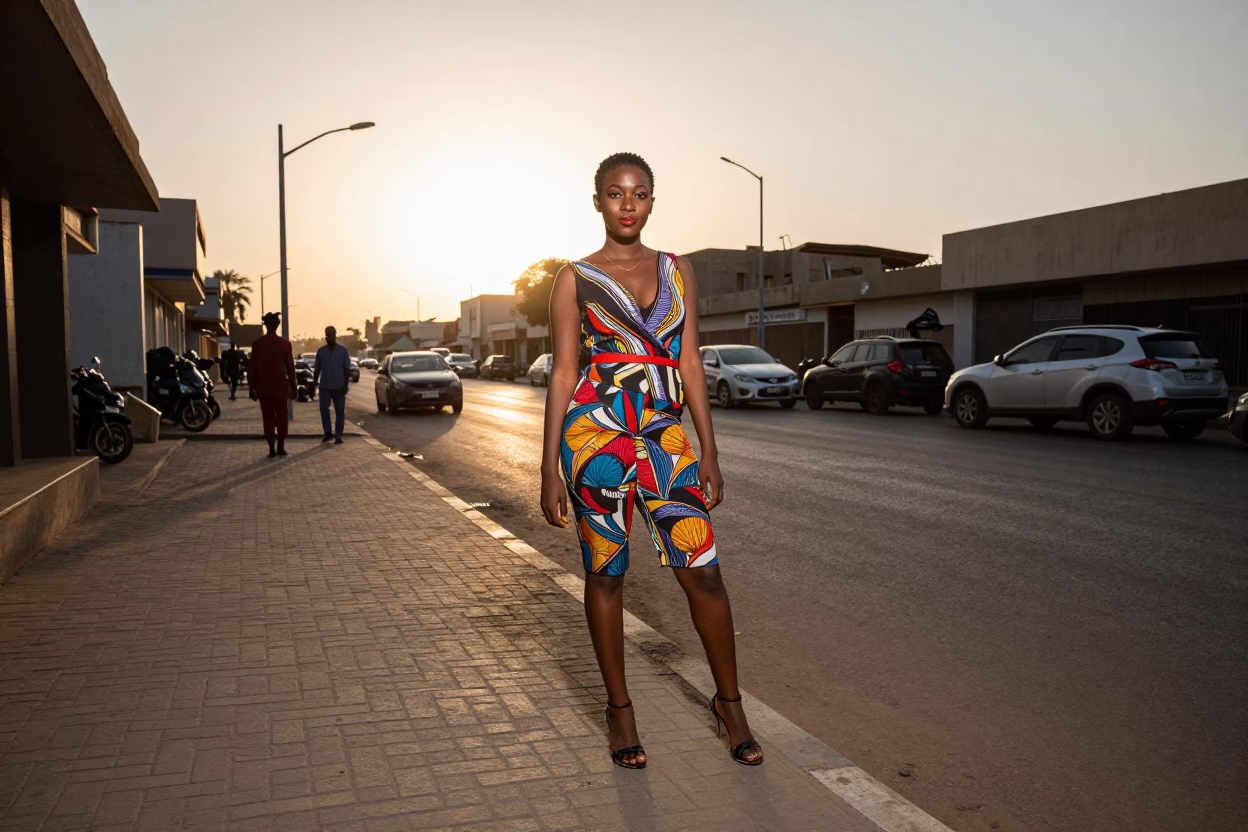 Style Portrait in Dakar at As The Sun Drops Toward The Horizon in in Dakar, Senegal