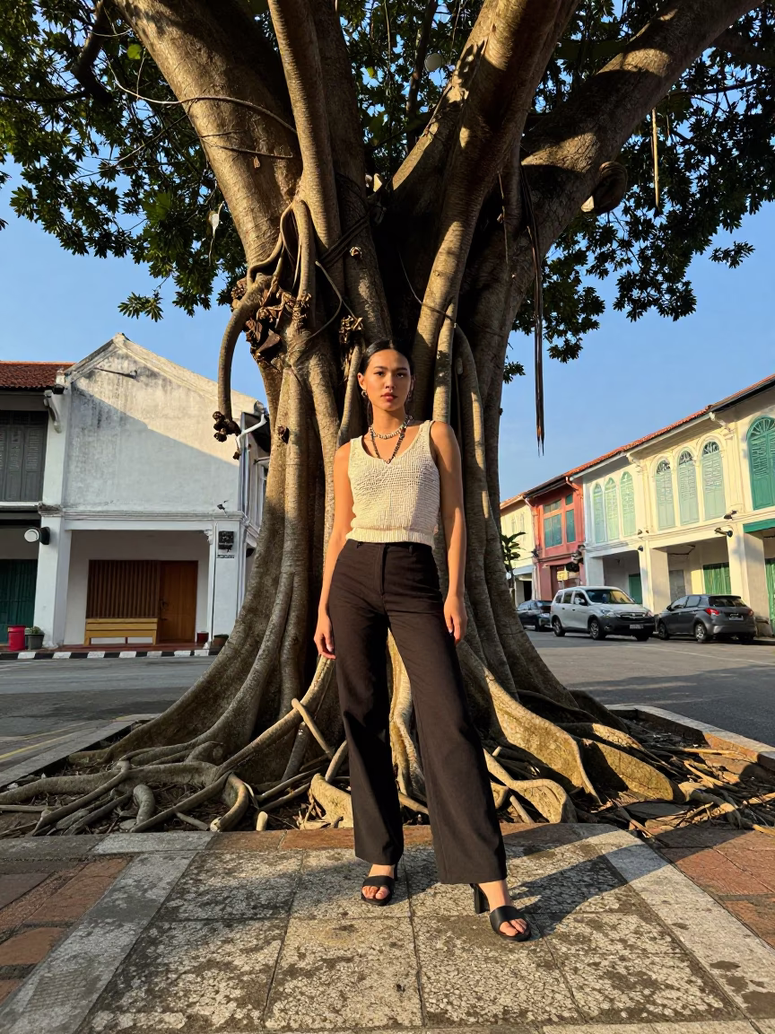 Style Portrait in George Town at The Late Afternoon Light in in George Town, Malaysia