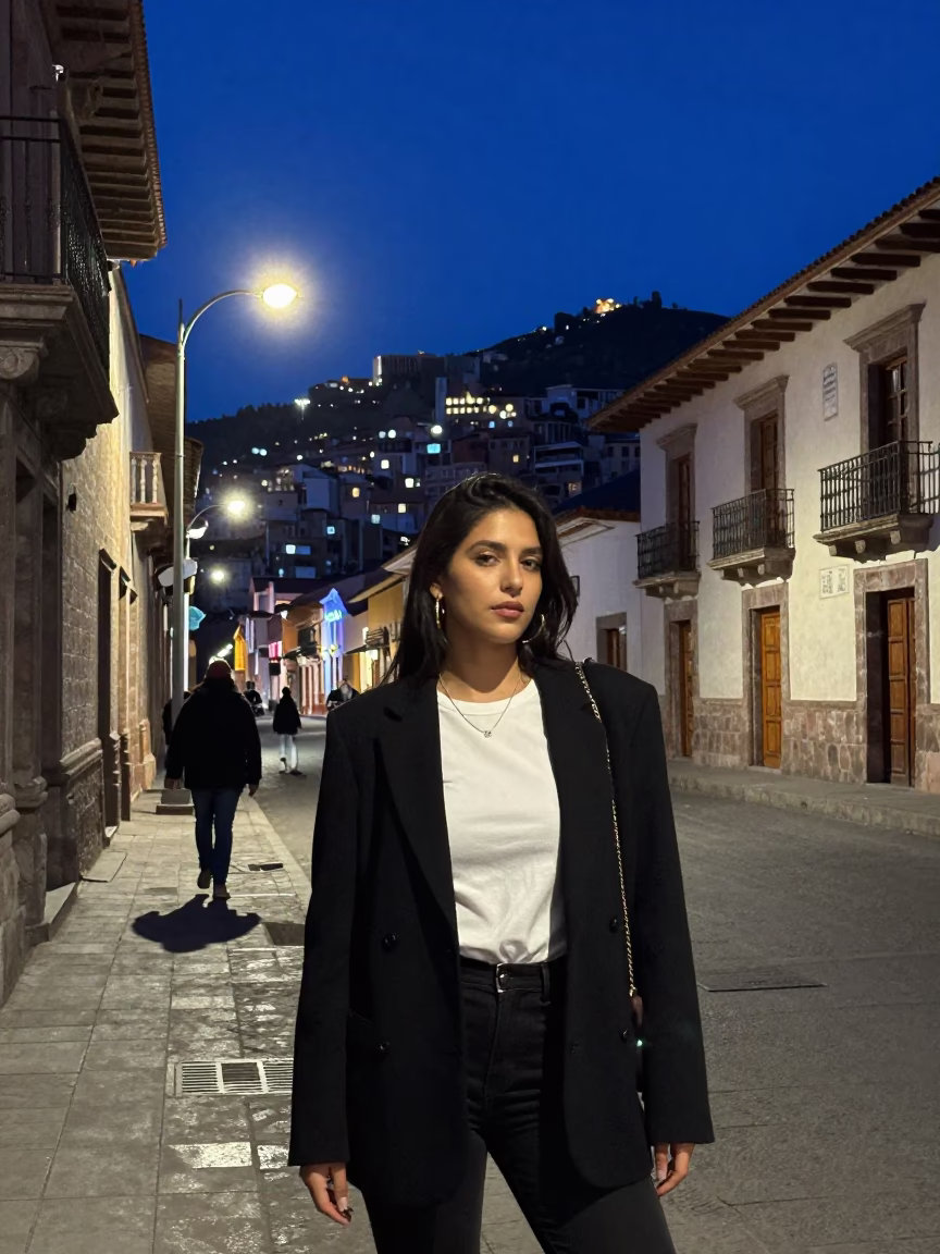 Style Portrait in La Paz at Midnight Light in in La Paz, Bolivia