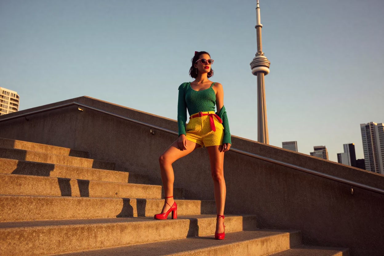 Style Scene in Toronto at Golden Hour in in Toronto, Ontario, Canada