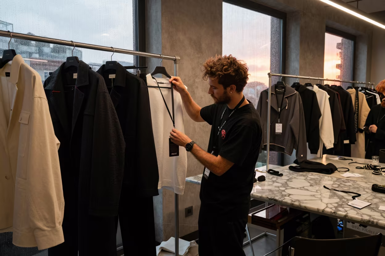 Stylist Clips Passes Lanyard Streetwear Atelier Milan in inside a couture atelier near Milan