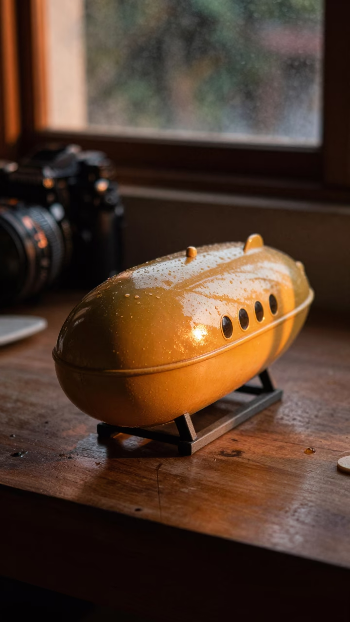Submarine Hull Model on Jaipur Workbench in on a wooden workbench in Jaipur