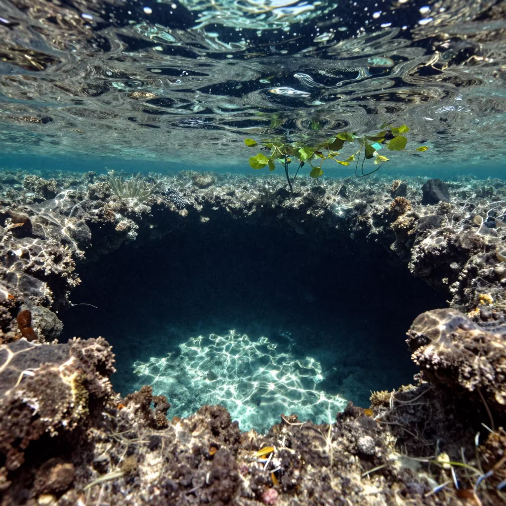Submerged Sinkhole Reef Walls Cebu in beside a volcanic reef overhang near Cebu