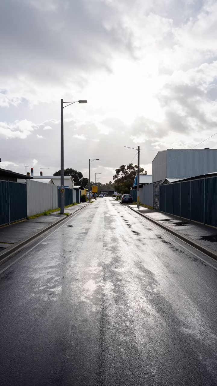 Substation Road in Melbourne at Midday Light in in Melbourne, Victoria, Australia