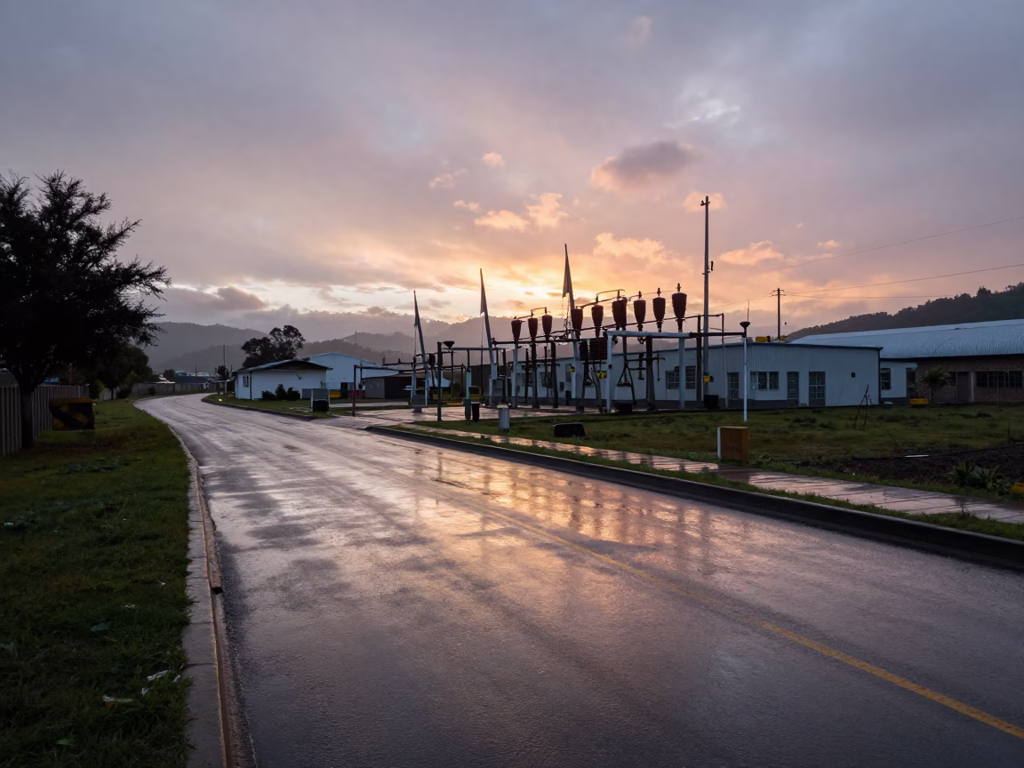 Substation Road in Quito at The Still Hours Before Dawn Light in in Quito, Ecuador