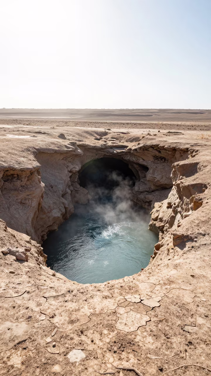 Subterranean River Emerges From Cave Mouth Near Belbis in near Belbis