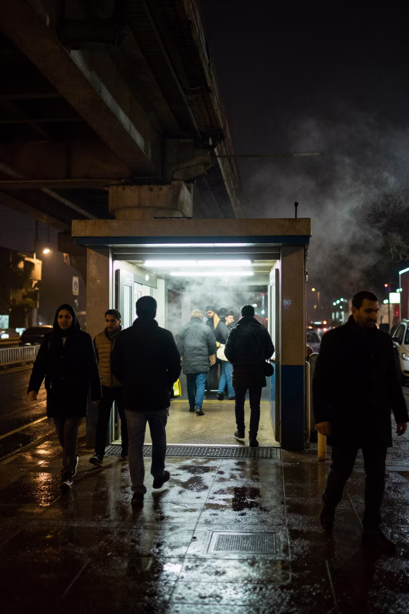 Subway Rush Under Train Line in Asyut in under an elevated train line in Asyut