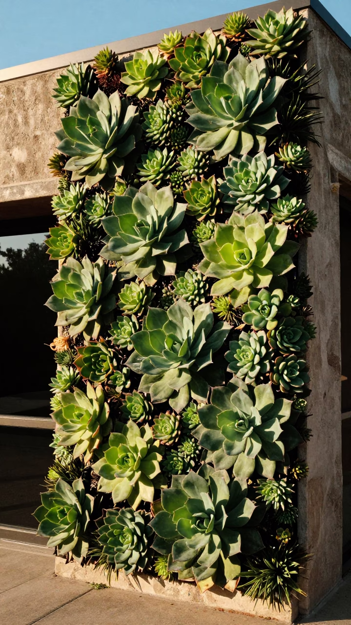 Succulents in Austin at Clear Late-afternoon Light in in Austin, Texas, United States