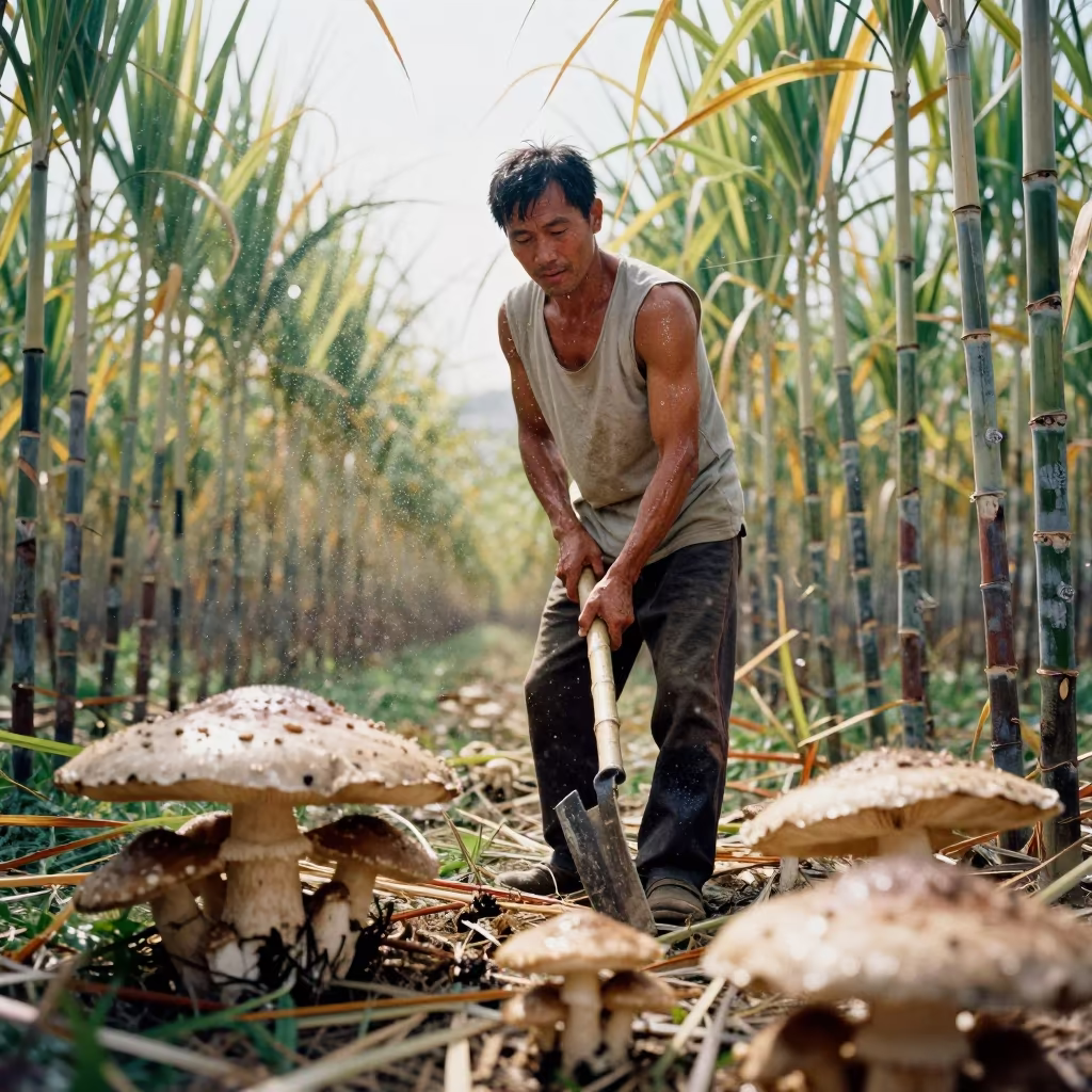 Sugarcane Cutter Face Mushroom Field Pyongyang in in Pyongyang