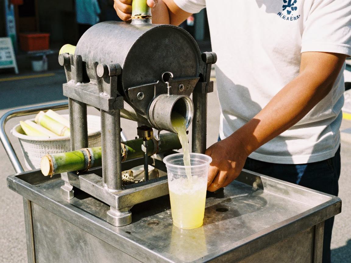 Sugarcane Juice in Seoul at Bright Midmorning Light in in Seoul, South Korea