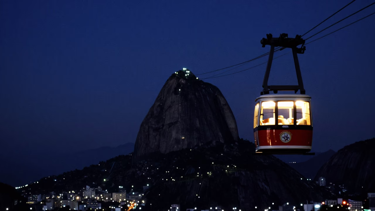 Sugarloaf Mountain And Cable Car in Rio De Janeiro in in Rio de Janeiro, Brazil