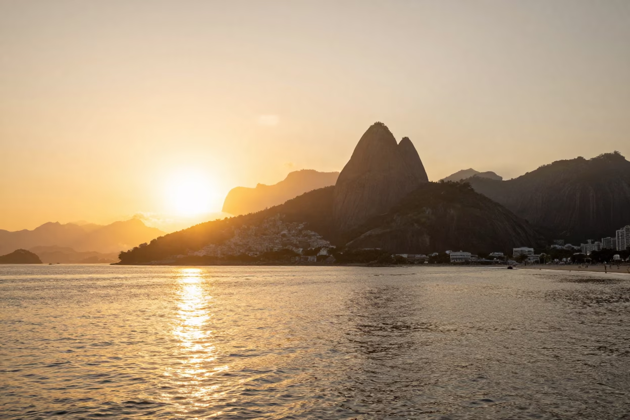 Sugarloaf Mountain And Coastal Harbor in Rio De Janeiro in in Rio de Janeiro, Brazil