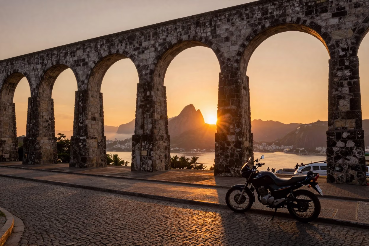Sugarloaf Mountain From Lapa Arches in Rio De Janeiro in in Rio de Janeiro, Brazil