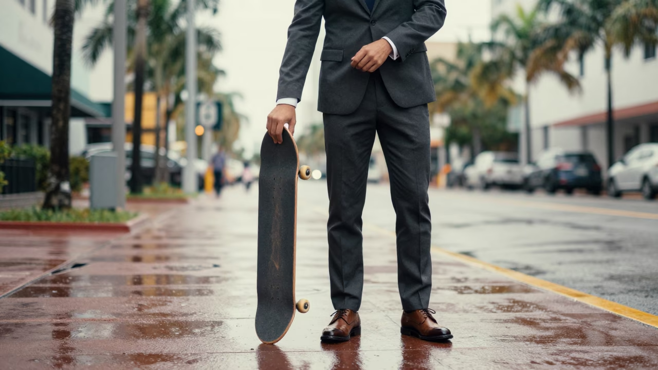 Suit-clad Man in Miami in in Miami, Florida, United States