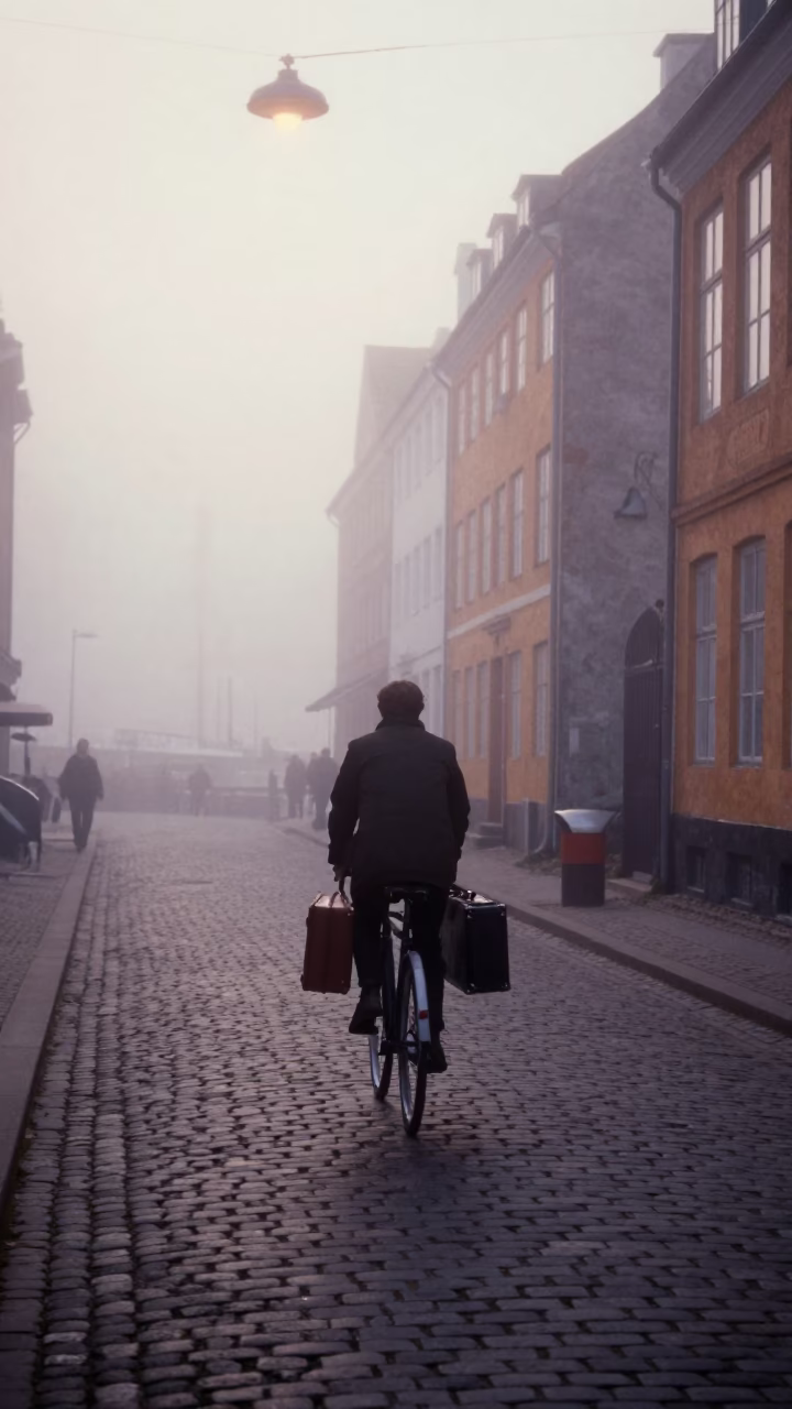 Suitcases at Dawn Light in Copenhagen in in Copenhagen, Denmark